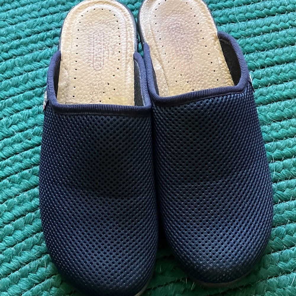 Navy Mesh Slip-On Mules